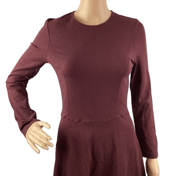 Theory Tillora Long Sleeve Fit and Flare Dress Size 6 Burgundy - Picture 2 of 7